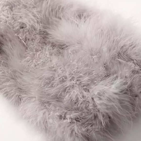 🎉New Arrival Sexy Light Gray Crop Ostrich Feather Tube Style Top - Medium - Picture 9 of 13